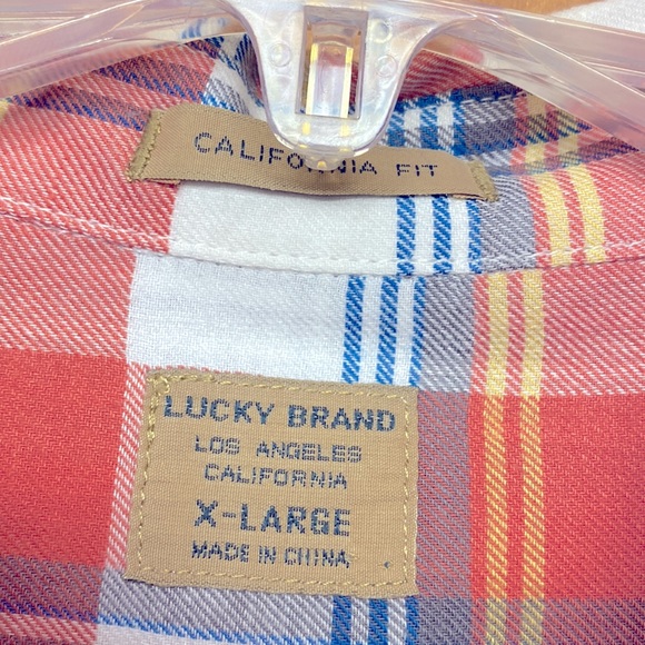 Lucky Brand 100% Cotton Plaid California Fit Long Sleeve Button Down Shirt XL ! - Picture 3 of 8